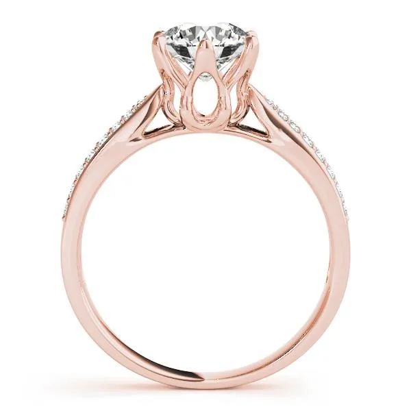 Maisha Round Center Stone Double Row Pave 6 Prong Engagement Ring