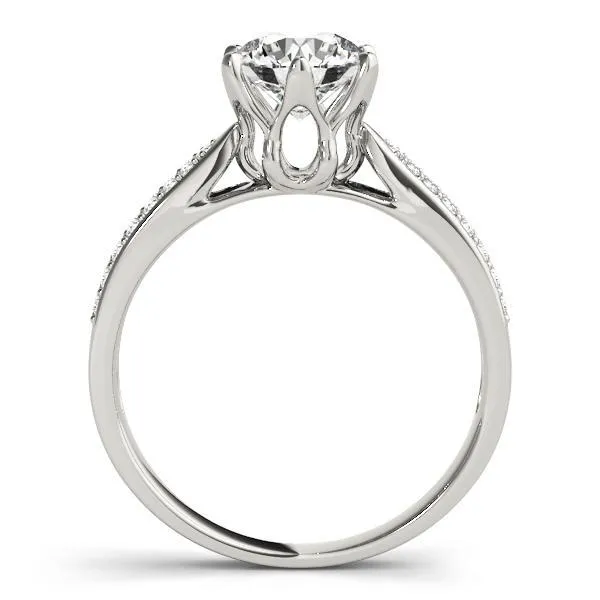 Maisha Round Center Stone Double Row Pave 6 Prong Engagement Ring