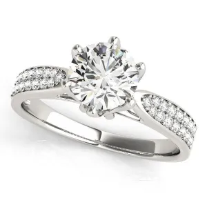 Maisha Round Center Stone Double Row Pave 6 Prong Engagement Ring