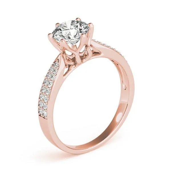 Maisha Round Center Stone Double Row Pave 6 Prong Engagement Ring