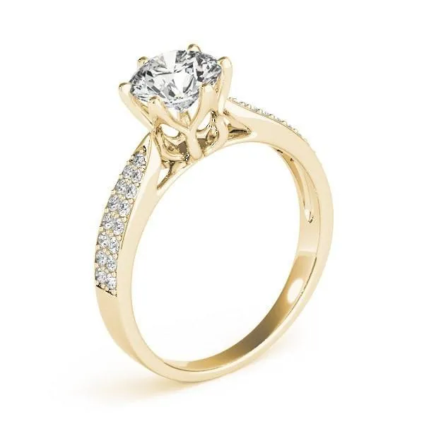 Maisha Round Center Stone Double Row Pave 6 Prong Engagement Ring