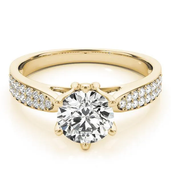 Maisha Round Center Stone Double Row Pave 6 Prong Engagement Ring