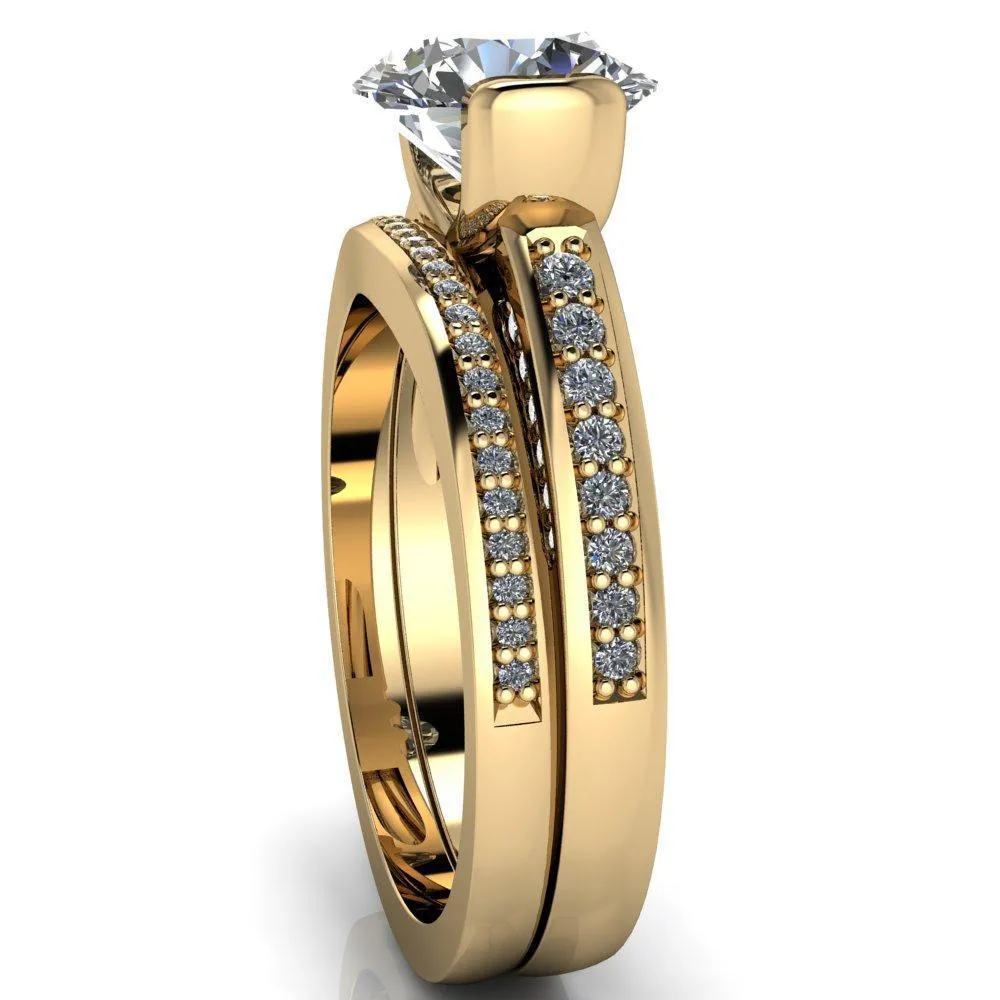 Makayla Round Center Stone 6 Side Diamond Set Ring