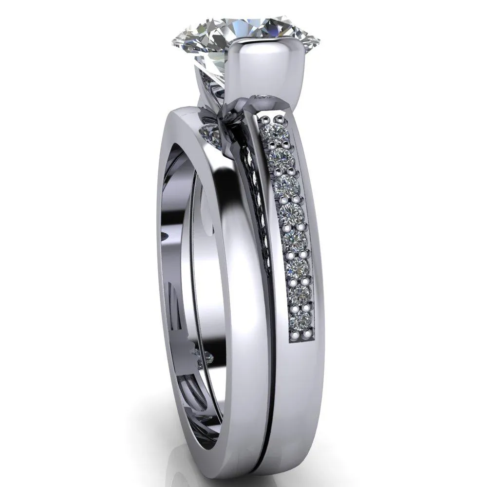 Makayla Round Center Stone 6 Side Diamond Set Ring