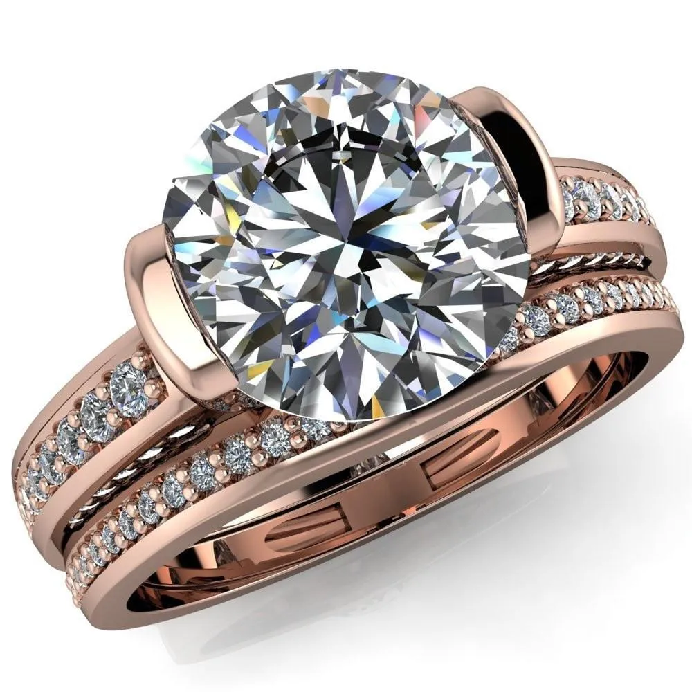 Makayla Round Center Stone 6 Side Diamond Set Ring