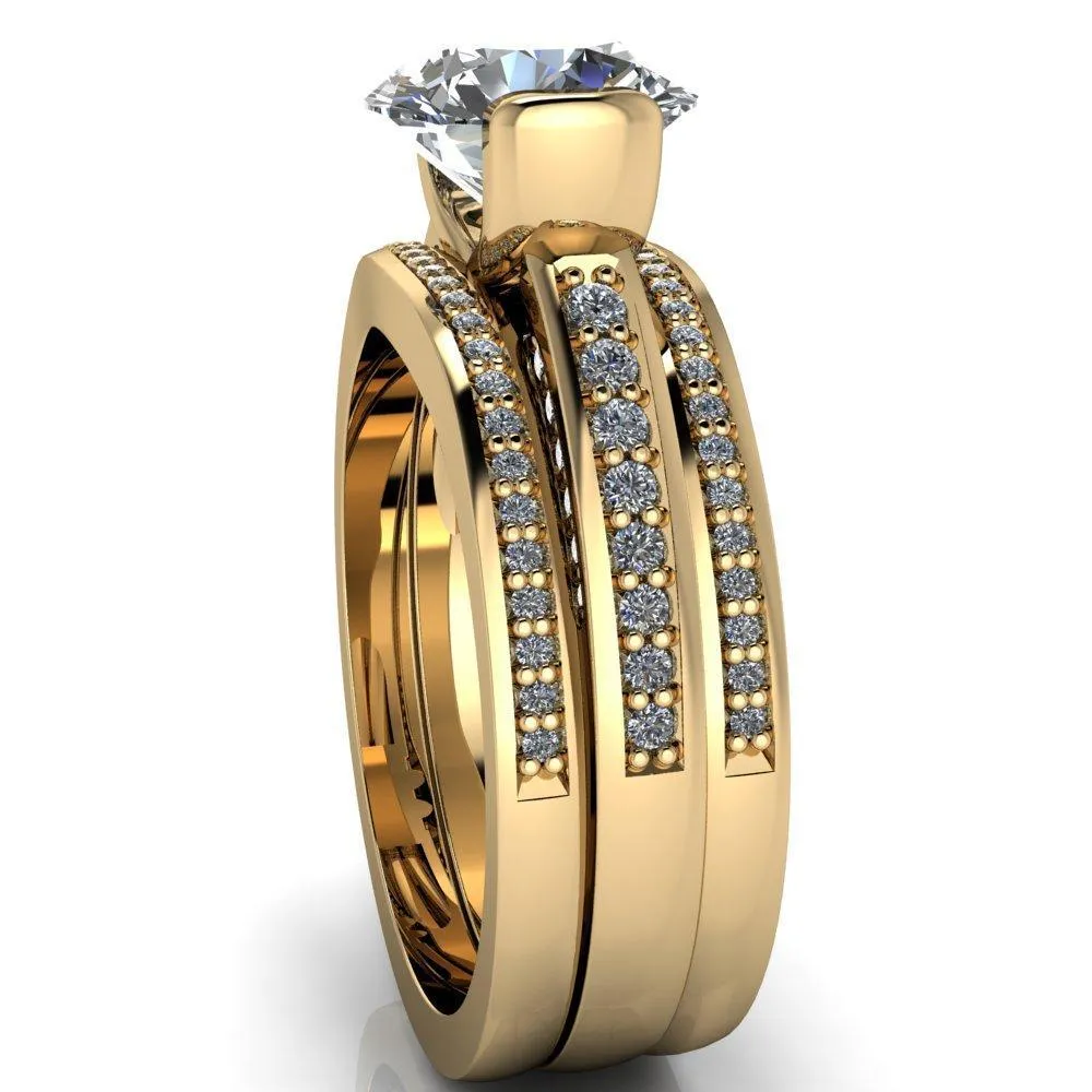 Makayla Round Center Stone 6 Side Diamond Set Ring