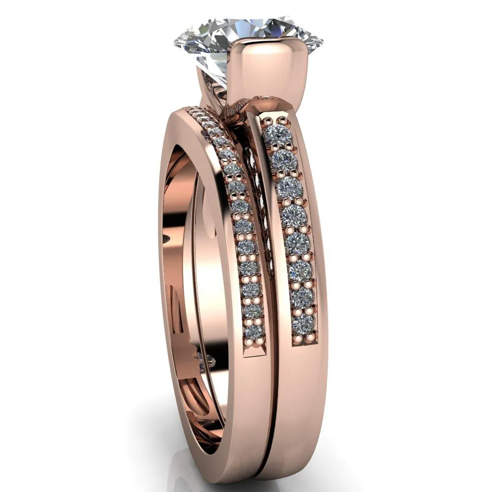 Makayla Round Center Stone 6 Side Diamond Set Ring