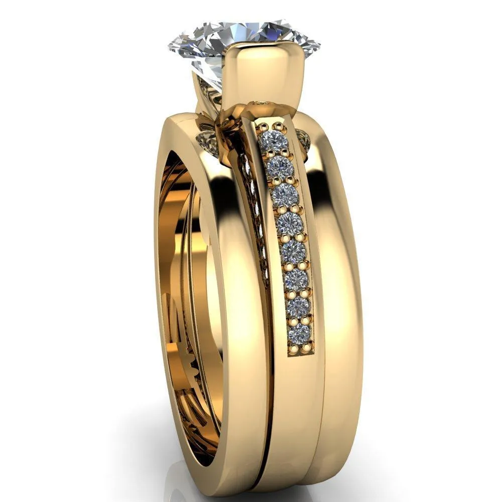 Makayla Round Center Stone 6 Side Diamond Set Ring
