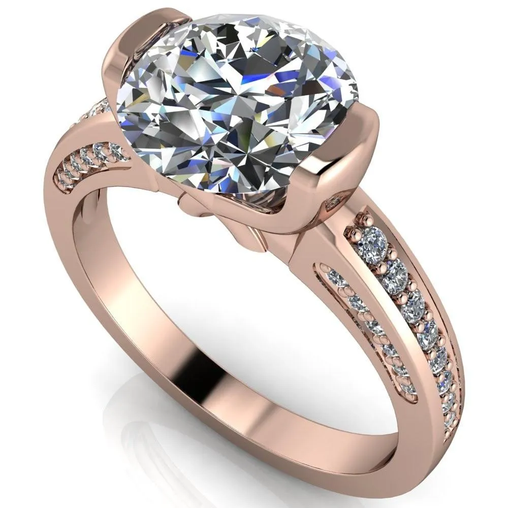 Makayla Round Center Stone 6 Side Diamond Set Ring