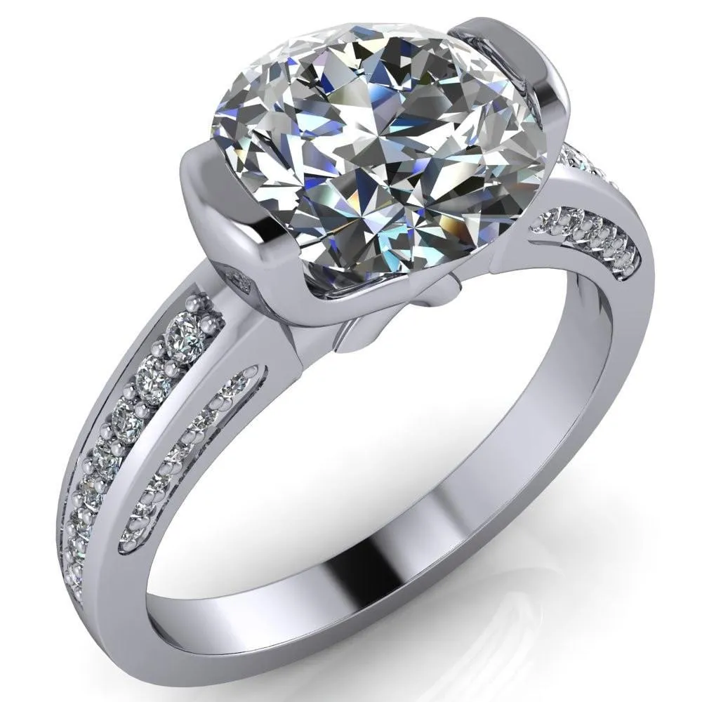 Makayla Round Center Stone 6 Side Diamond Set Ring
