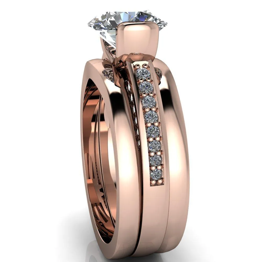 Makayla Round Center Stone 6 Side Diamond Set Ring
