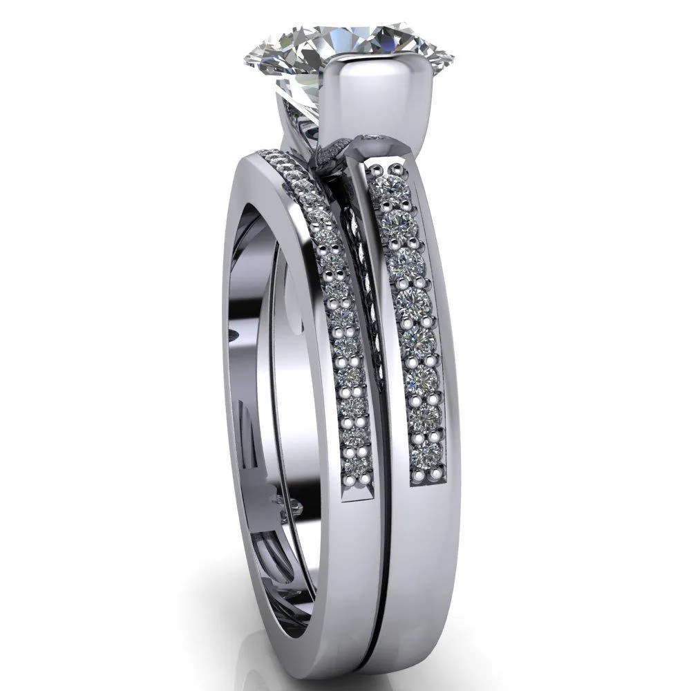 Makayla Round Center Stone 6 Side Diamond Set Ring