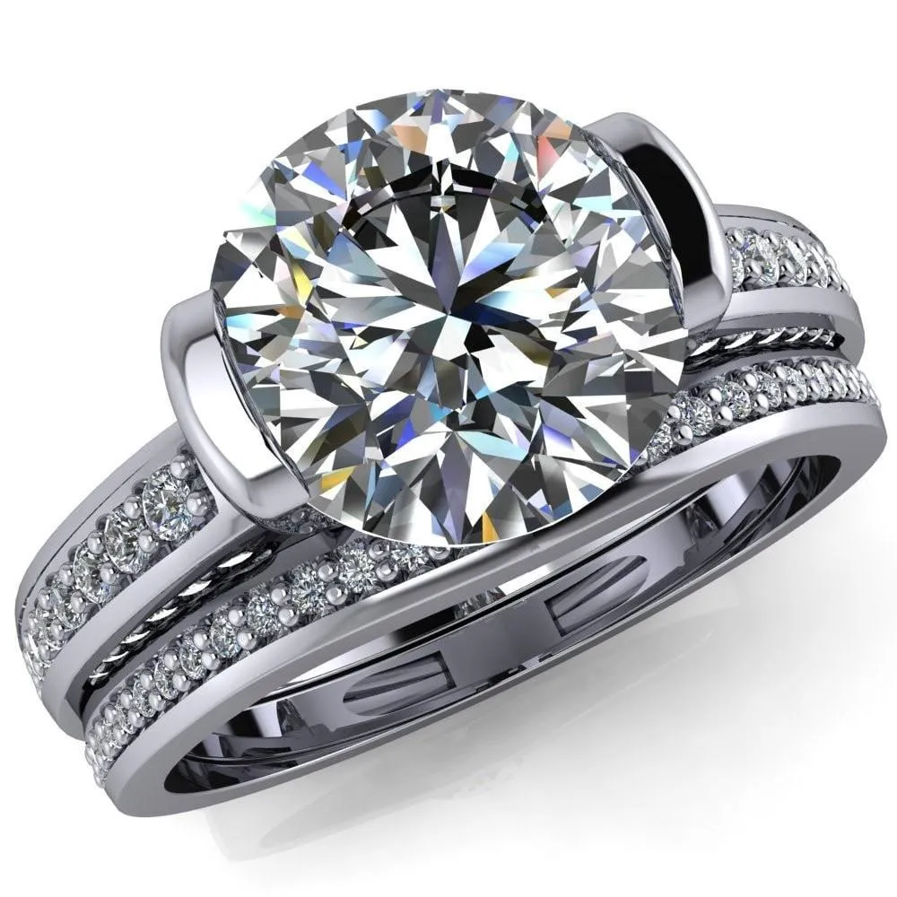 Makayla Round Center Stone 6 Side Diamond Set Ring