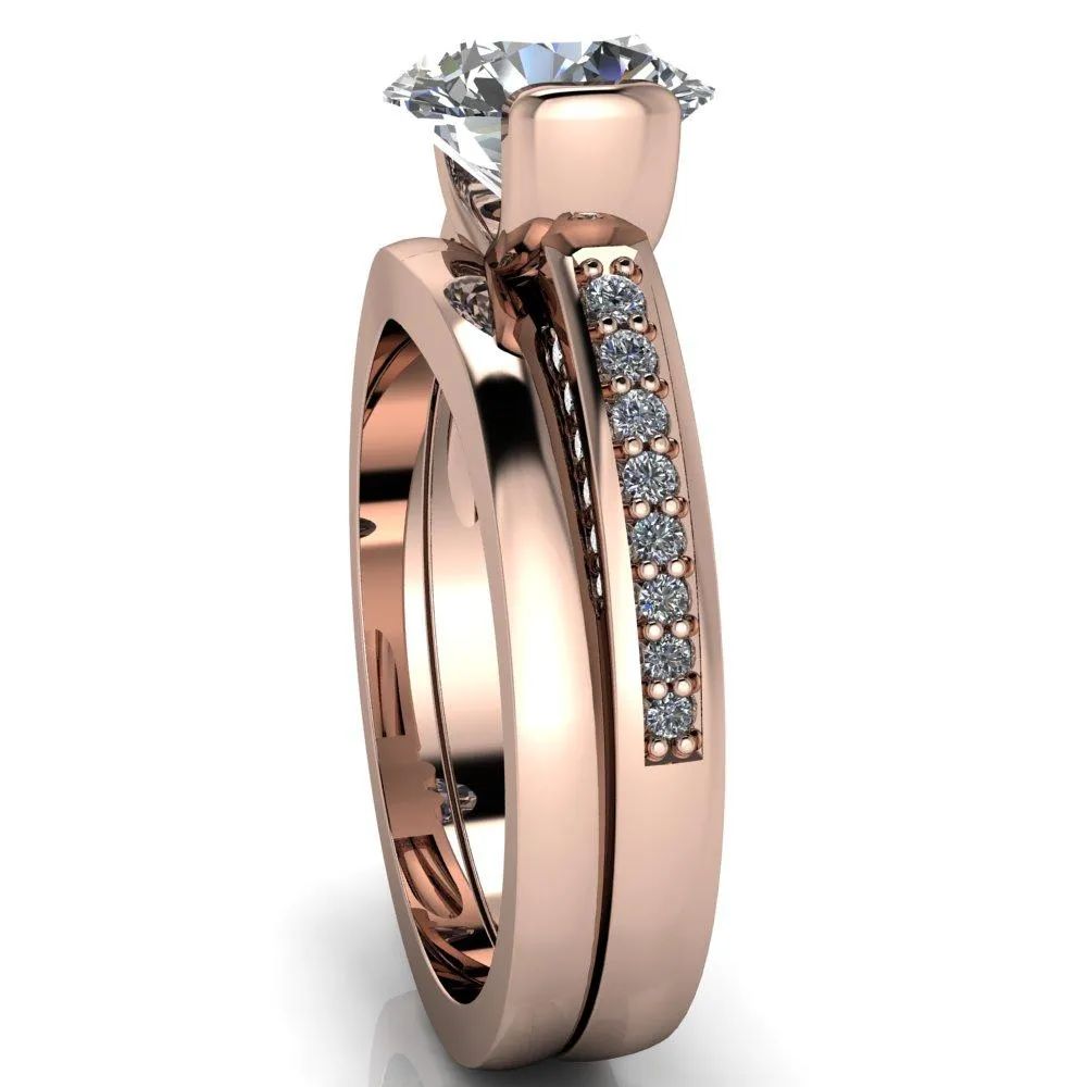 Makayla Round Center Stone 6 Side Diamond Set Ring