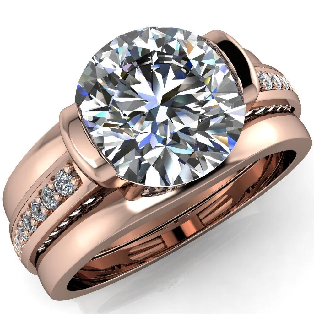 Makayla Round Center Stone 6 Side Diamond Set Ring