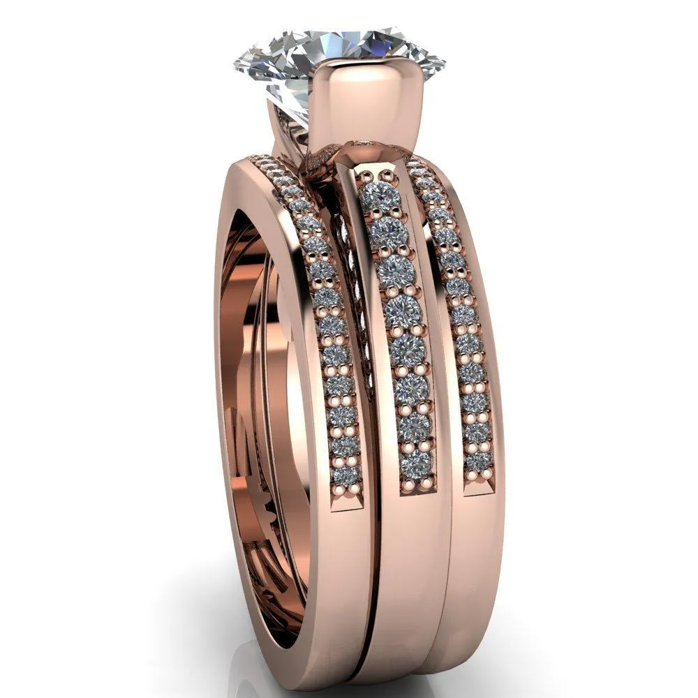 Makayla Round Center Stone 6 Side Diamond Set Ring