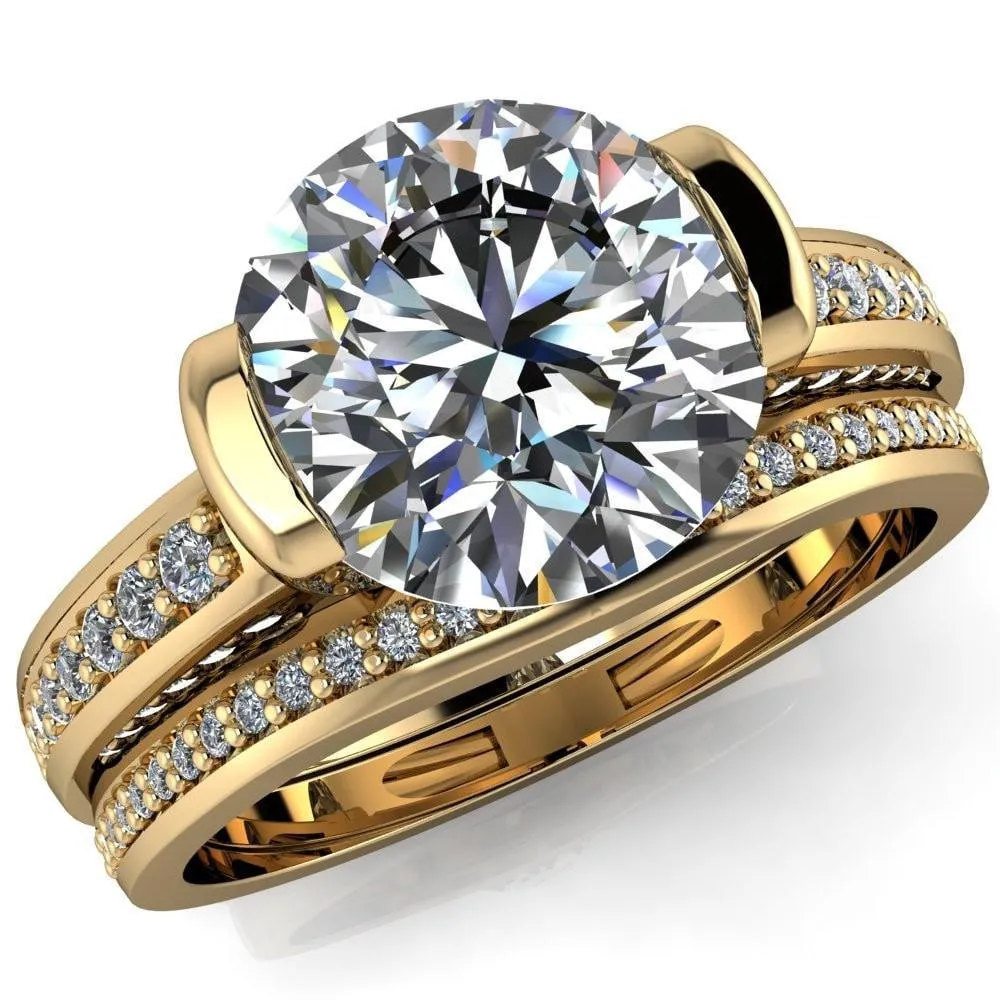 Makayla Round Center Stone 6 Side Diamond Set Ring