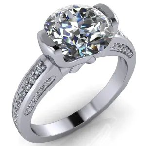 Makayla Round Center Stone 6 Side Diamond Set Ring