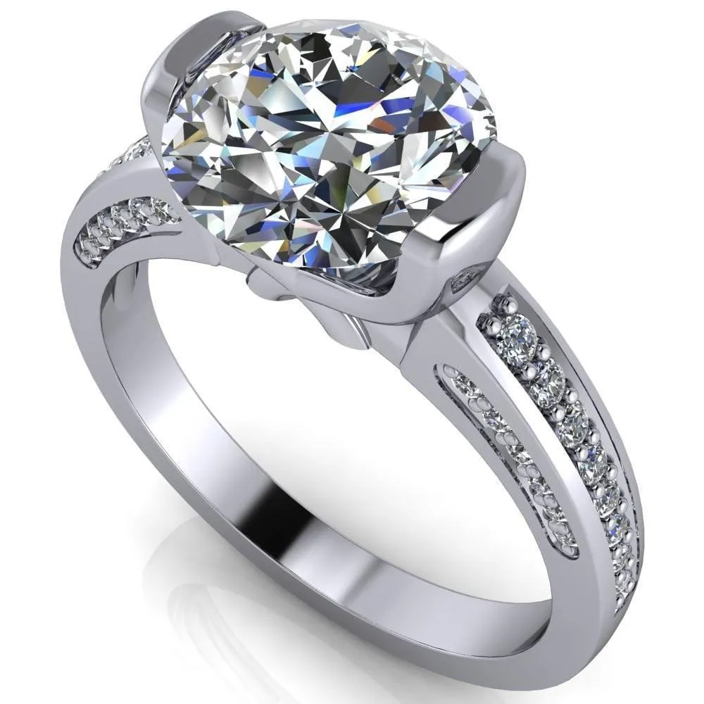 Makayla Round Center Stone 6 Side Diamond Set Ring