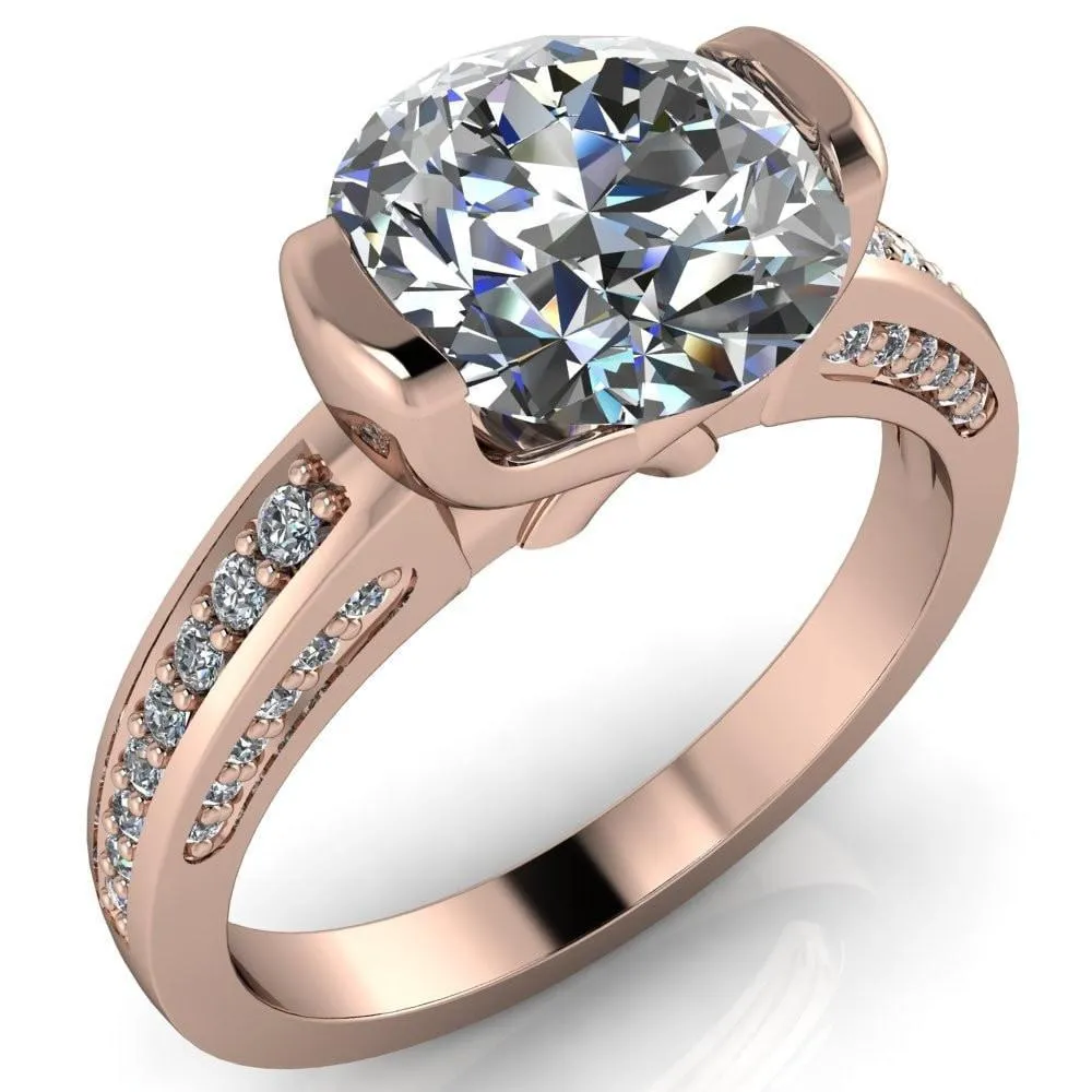 Makayla Round Center Stone 6 Side Diamond Set Ring