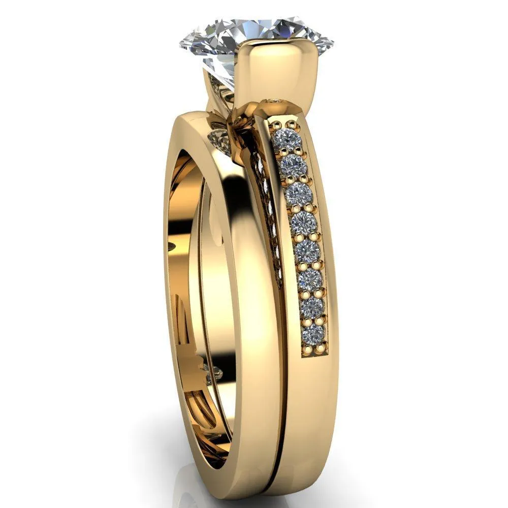 Makayla Round Center Stone 6 Side Diamond Set Ring