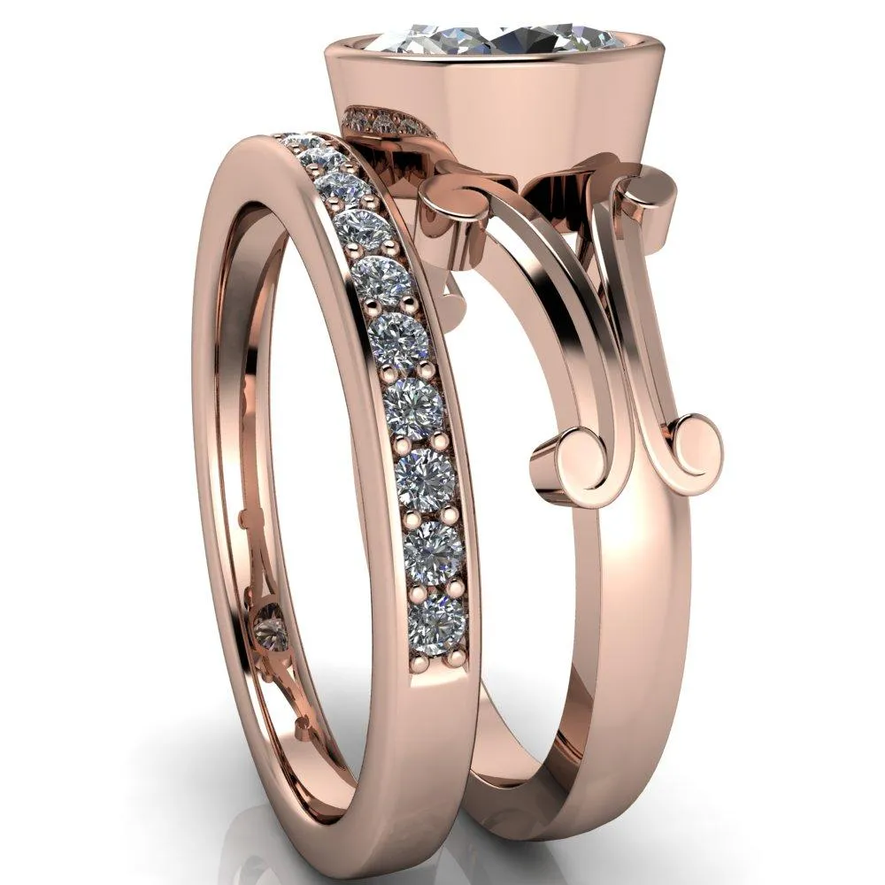 Malefica Oval Center Stone Split Shank Full Bezel Engagement Ring