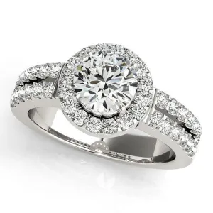 Margarita Round Center Stone Diamond Floating Halo Double Shank Ring