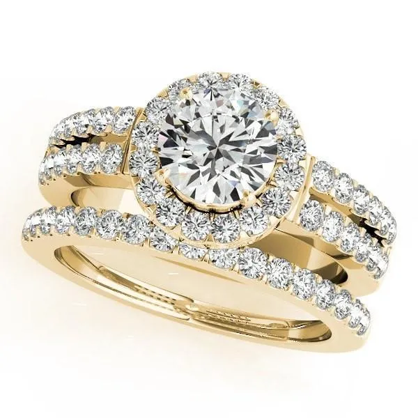 Margarita Round Center Stone Diamond Floating Halo Double Shank Ring