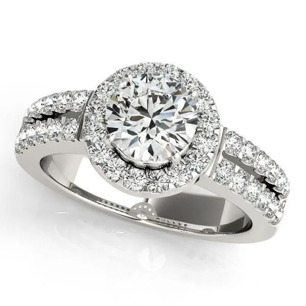 Margarita Round Center Stone Diamond Floating Halo Double Shank Ring