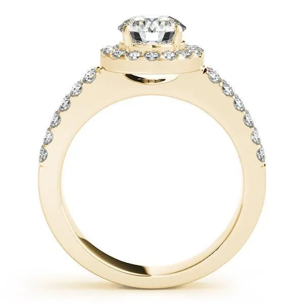 Margarita Round Center Stone Diamond Floating Halo Double Shank Ring
