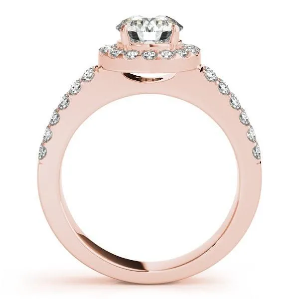 Margarita Round Center Stone Diamond Floating Halo Double Shank Ring