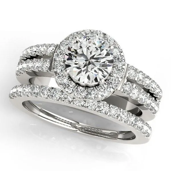 Margarita Round Center Stone Diamond Floating Halo Double Shank Ring