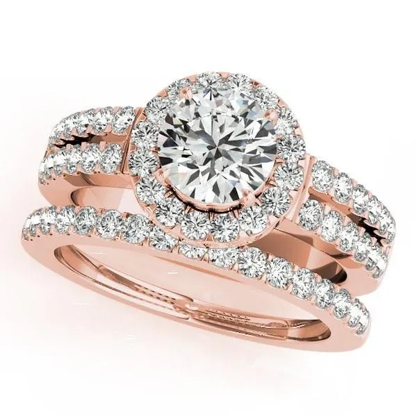 Margarita Round Center Stone Diamond Floating Halo Double Shank Ring