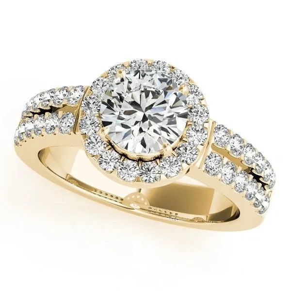 Margarita Round Center Stone Diamond Floating Halo Double Shank Ring