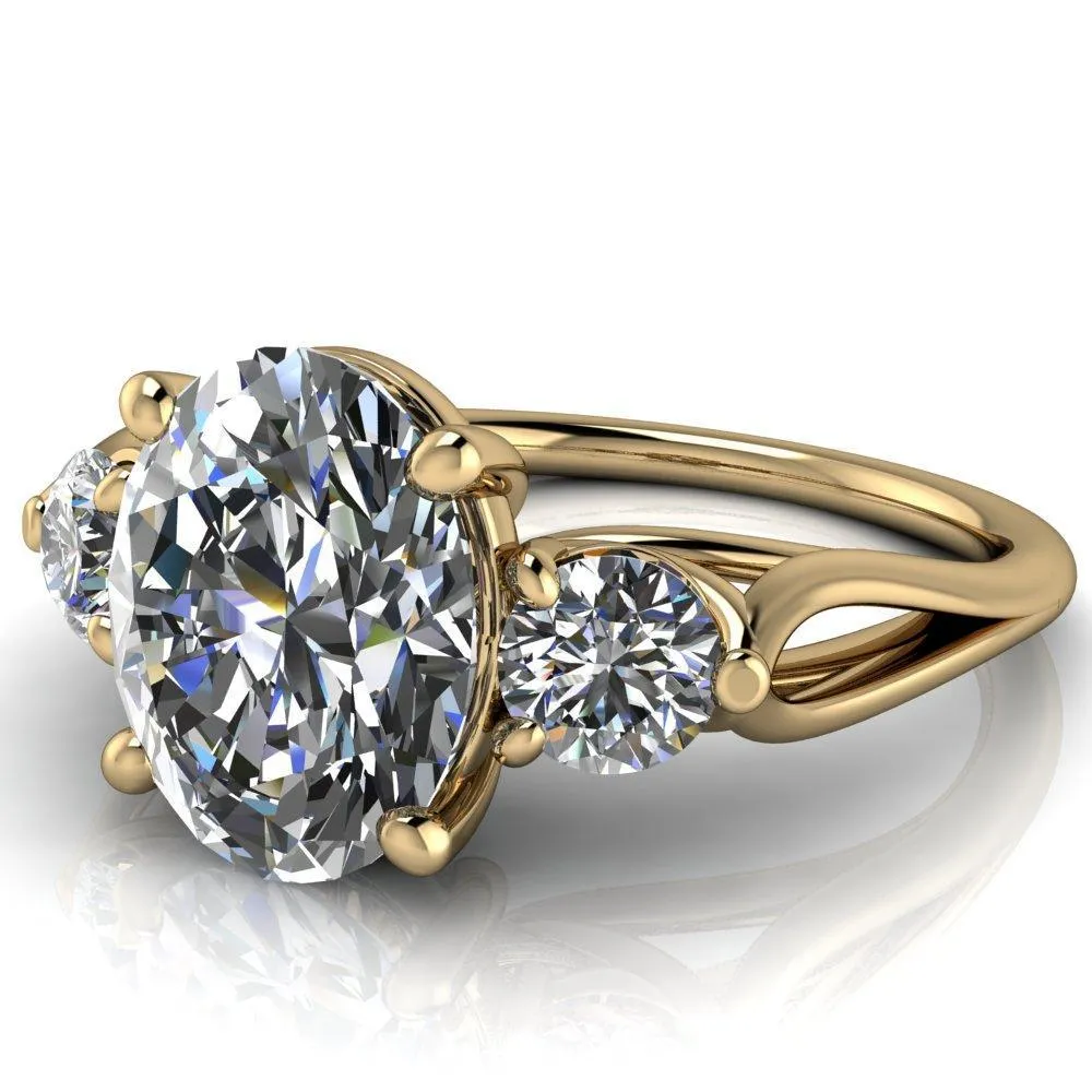 Marianna Oval Center Stone Diamond Side Under Bezel Split Shank Engagement Ring
