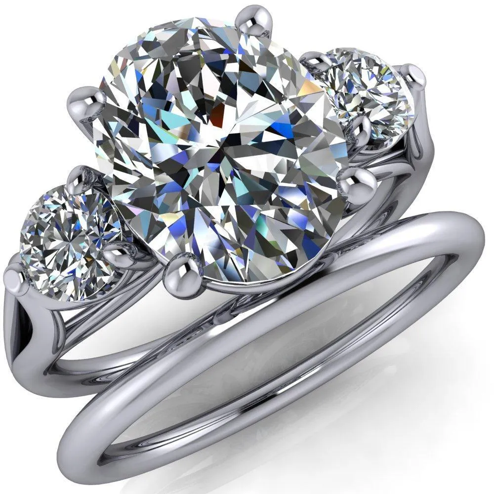 Marianna Oval Center Stone Diamond Side Under Bezel Split Shank Engagement Ring