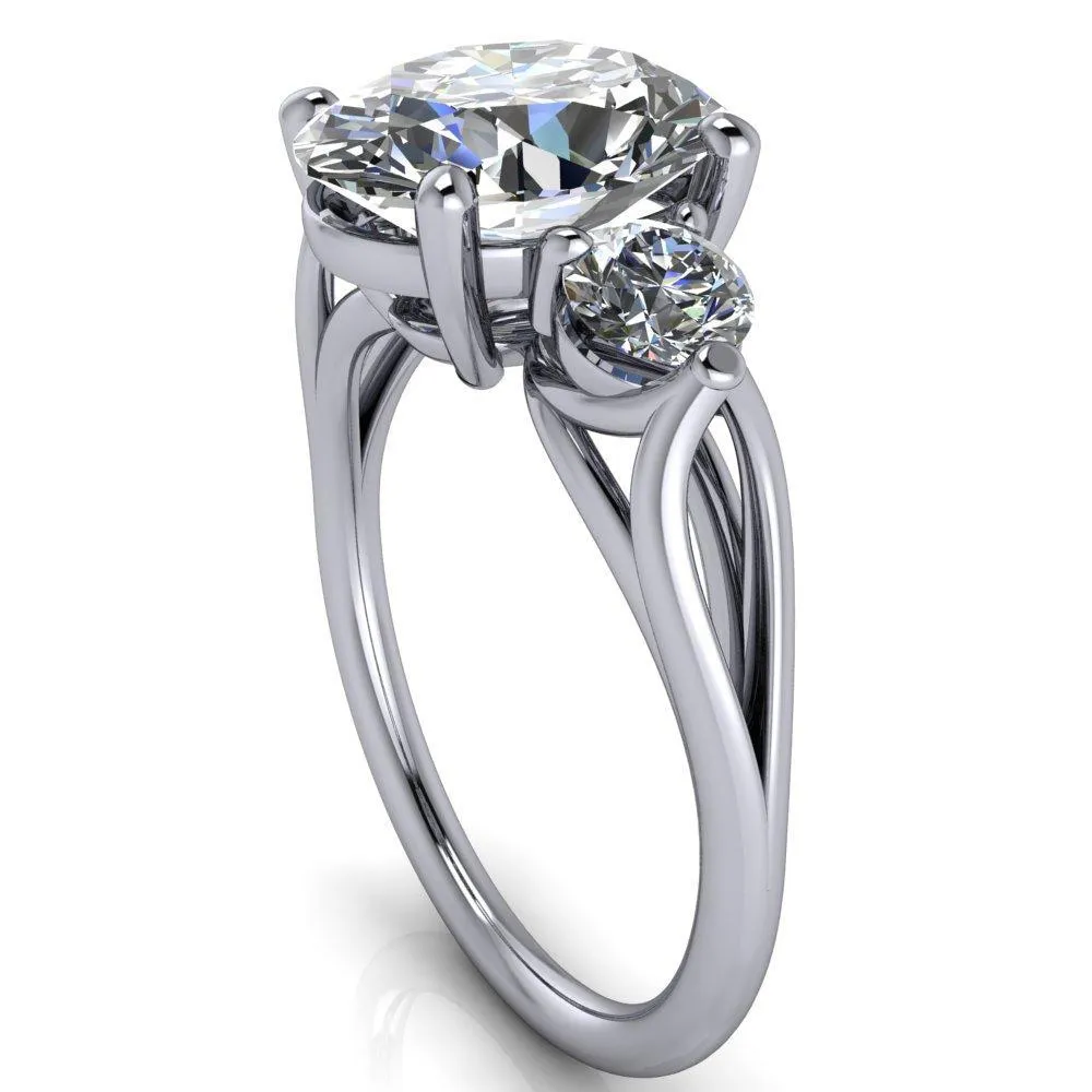 Marianna Oval Center Stone Diamond Side Under Bezel Split Shank Engagement Ring