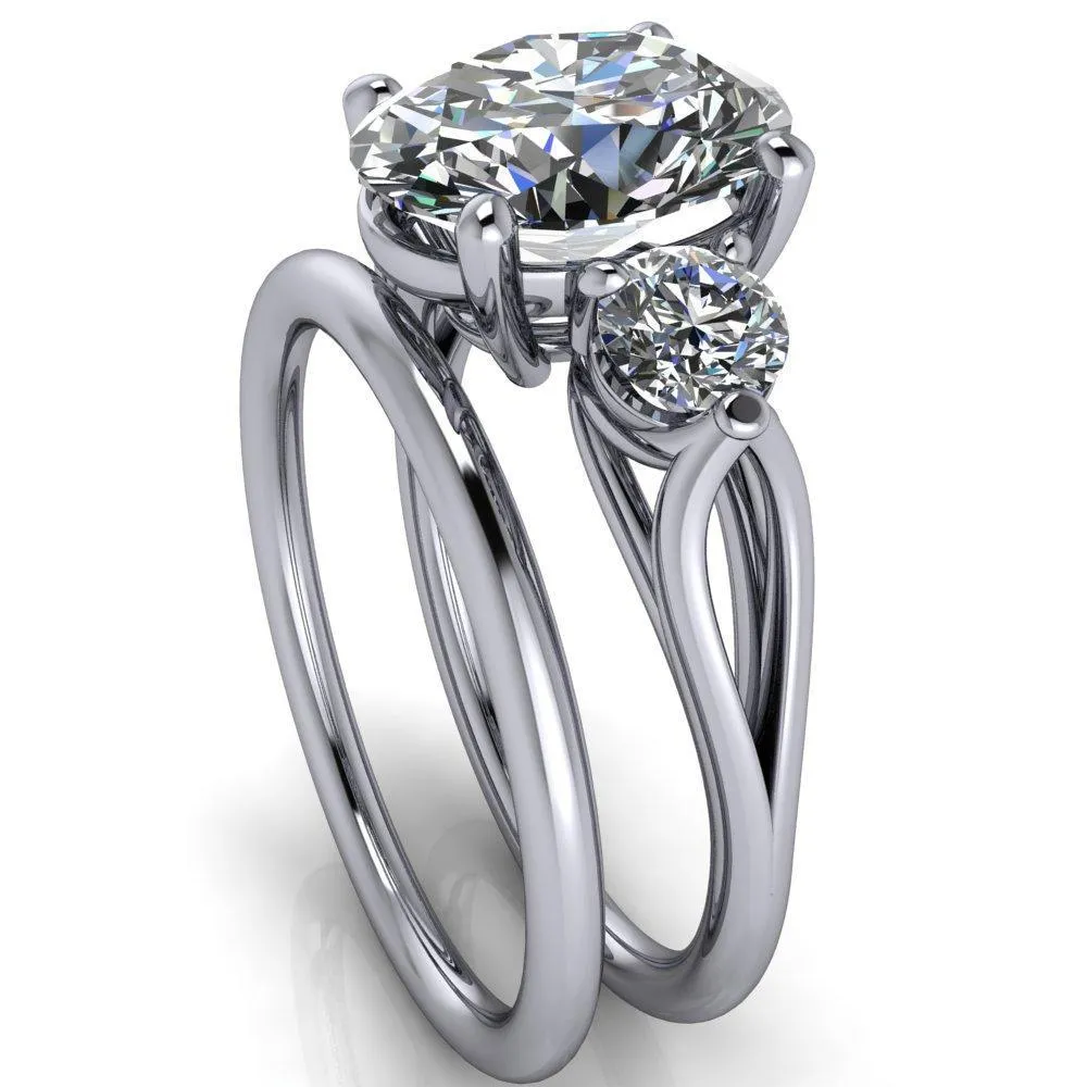 Marianna Oval Center Stone Diamond Side Under Bezel Split Shank Engagement Ring