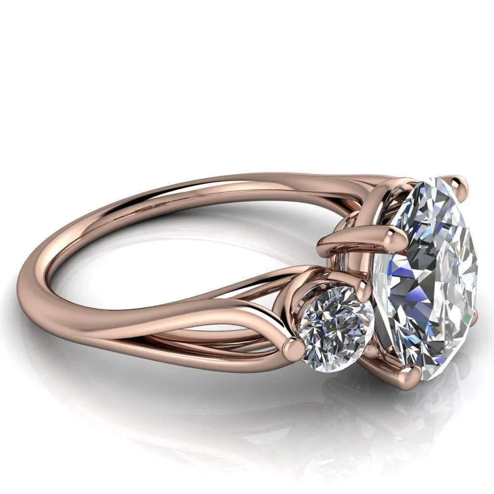 Marianna Oval Center Stone Diamond Side Under Bezel Split Shank Engagement Ring