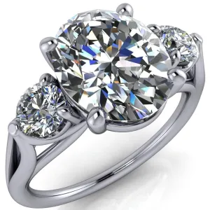 Marianna Oval Center Stone Diamond Side Under Bezel Split Shank Engagement Ring