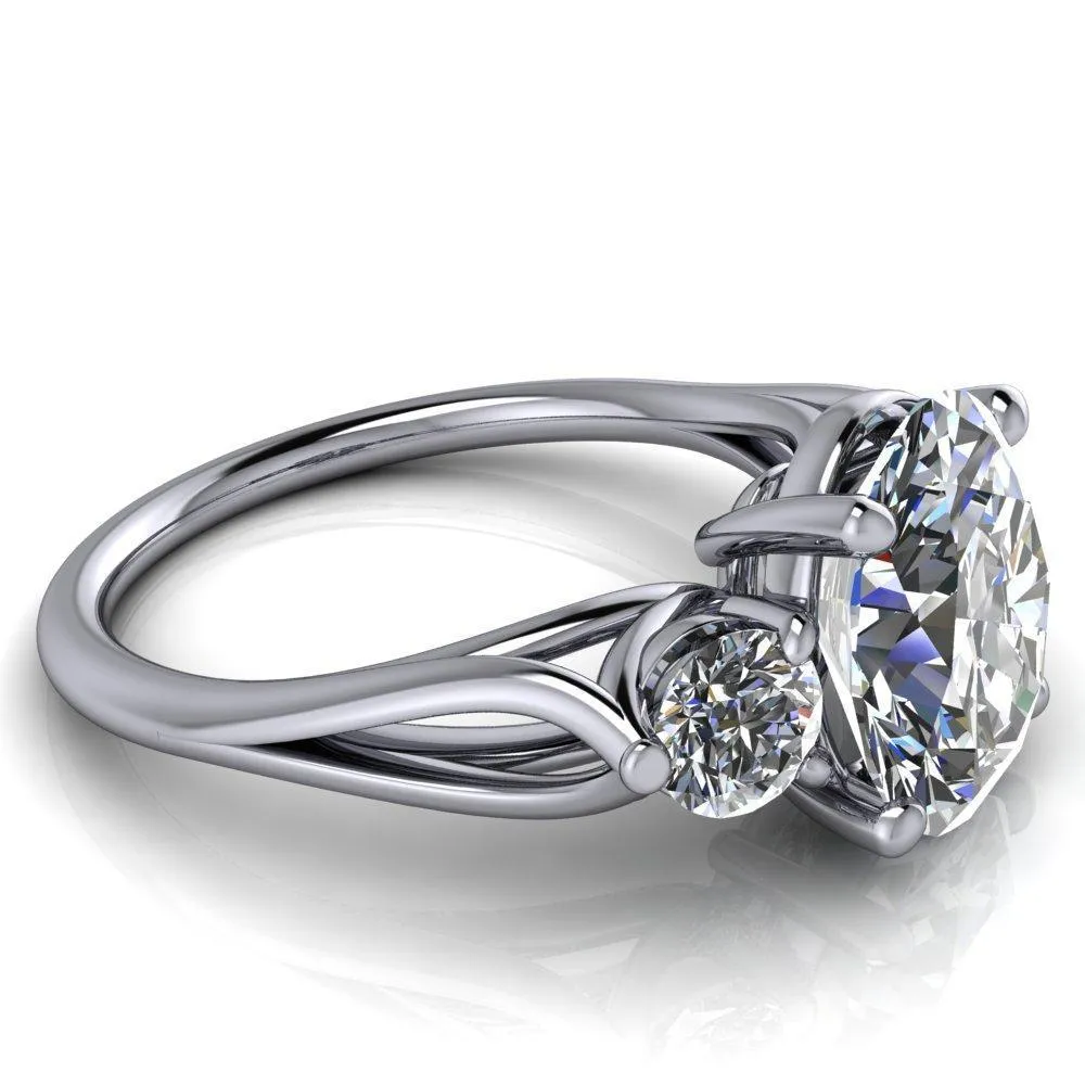 Marianna Oval Center Stone Diamond Side Under Bezel Split Shank Engagement Ring