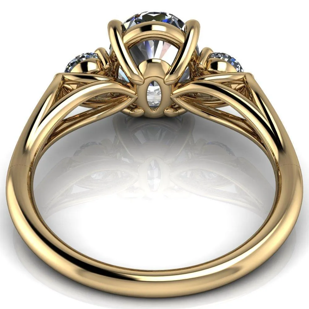 Marianna Oval Center Stone Diamond Side Under Bezel Split Shank Engagement Ring
