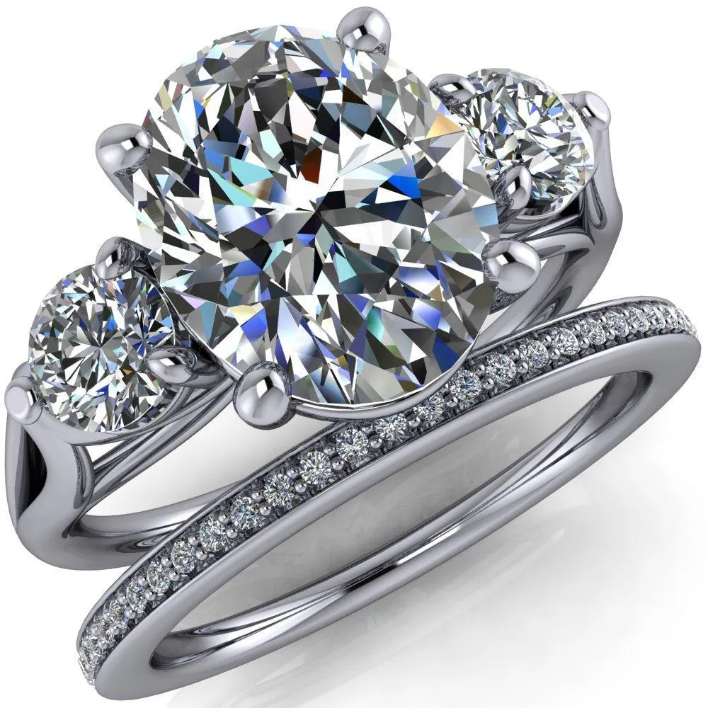 Marianna Oval Center Stone Diamond Side Under Bezel Split Shank Engagement Ring