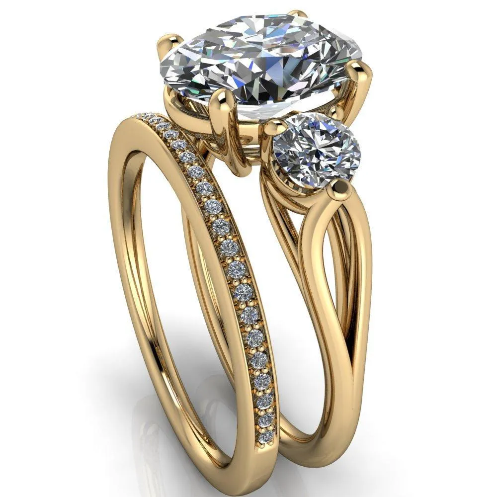 Marianna Oval Center Stone Diamond Side Under Bezel Split Shank Engagement Ring