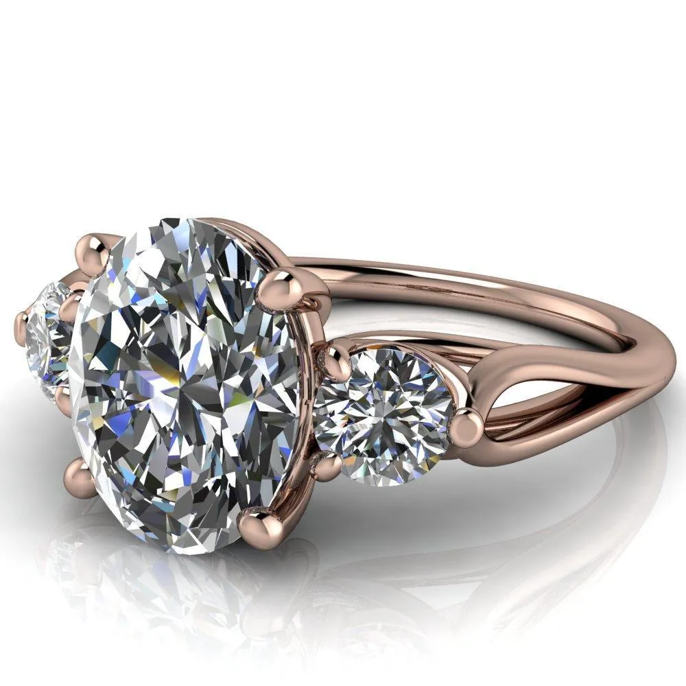 Marianna Oval Center Stone Diamond Side Under Bezel Split Shank Engagement Ring