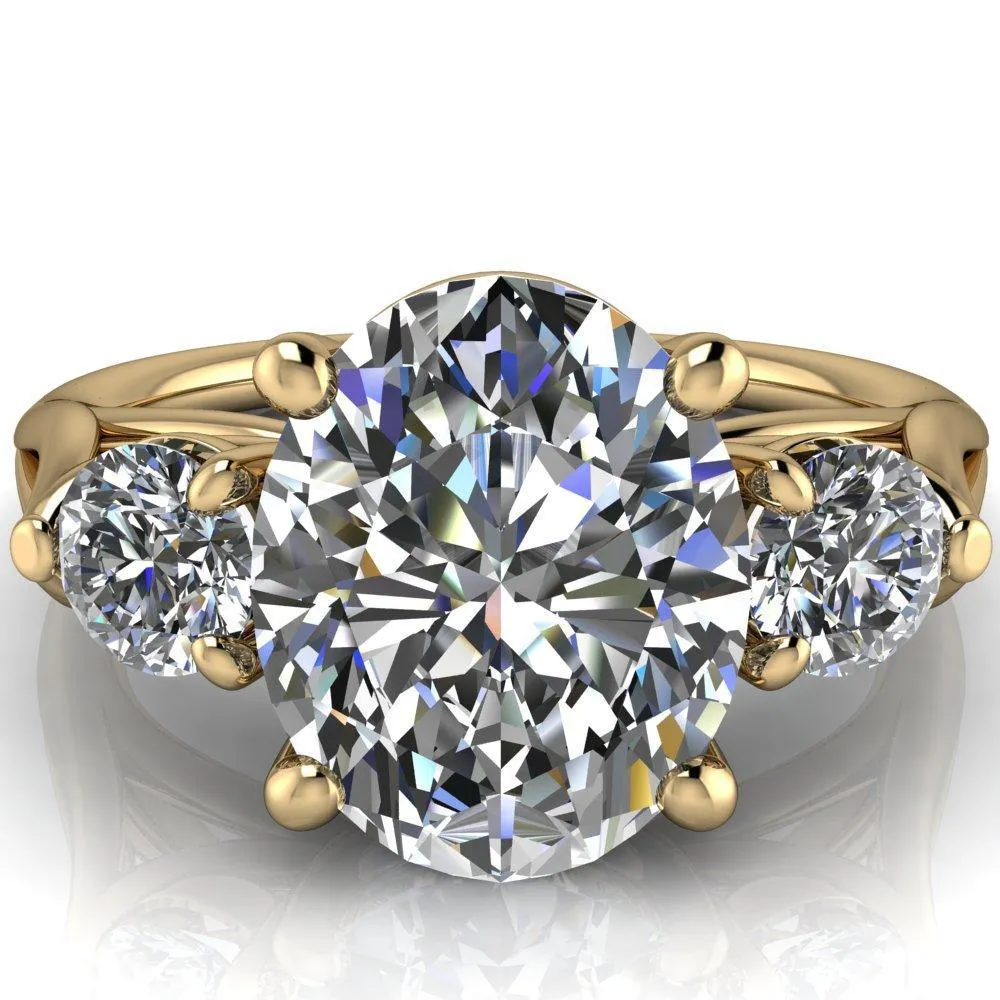 Marianna Oval Center Stone Diamond Side Under Bezel Split Shank Engagement Ring