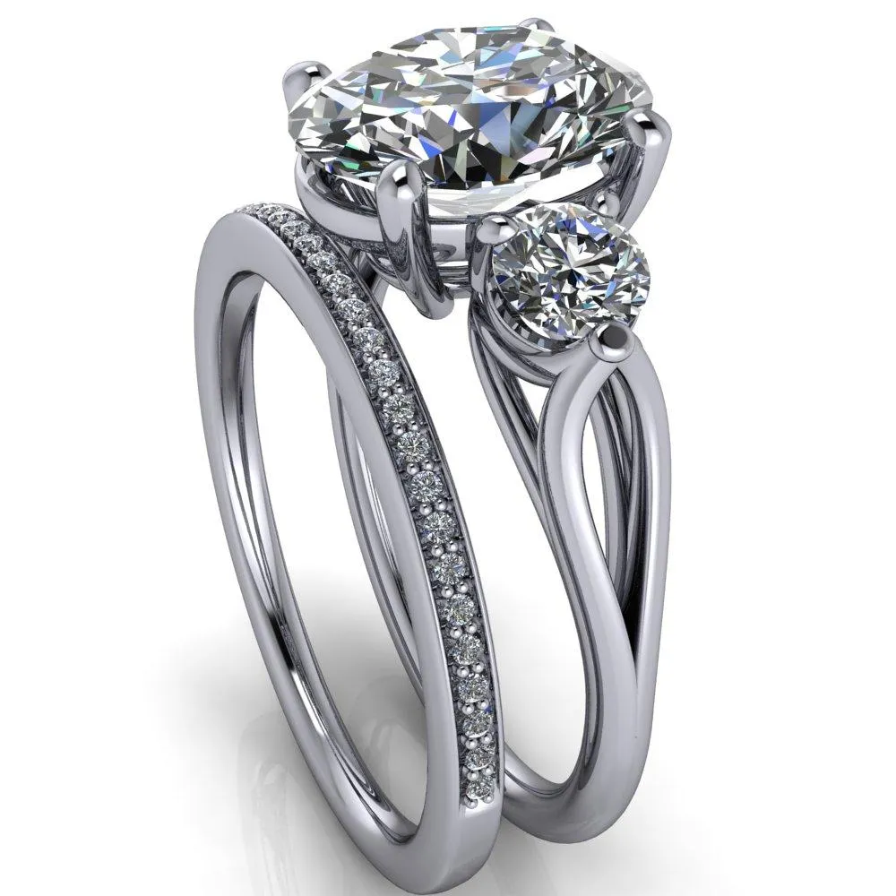 Marianna Oval Center Stone Diamond Side Under Bezel Split Shank Engagement Ring