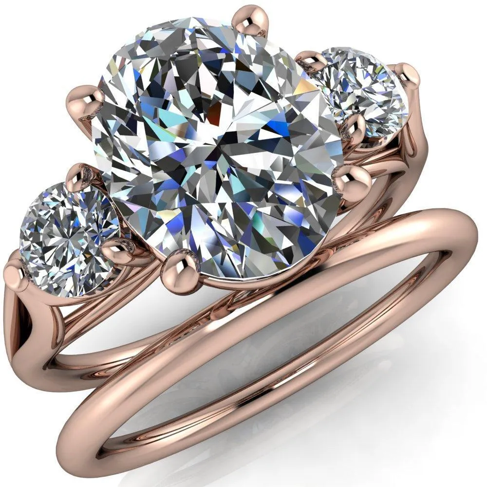 Marianna Oval Center Stone Diamond Side Under Bezel Split Shank Engagement Ring
