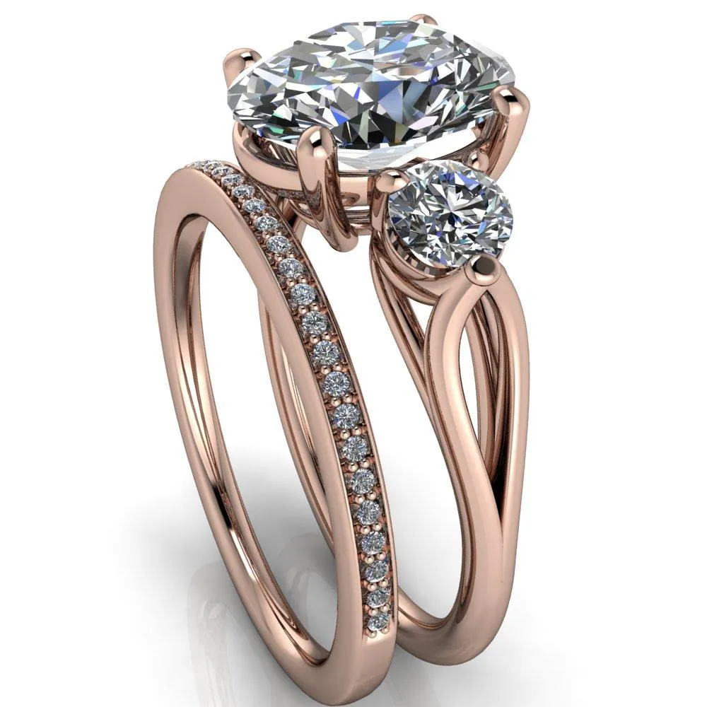 Marianna Oval Center Stone Diamond Side Under Bezel Split Shank Engagement Ring