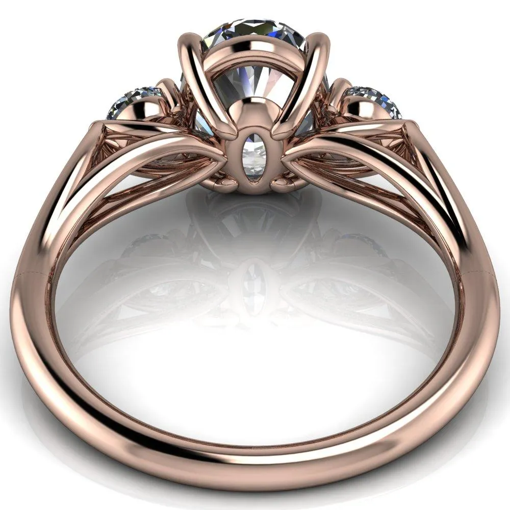 Marianna Oval Center Stone Diamond Side Under Bezel Split Shank Engagement Ring